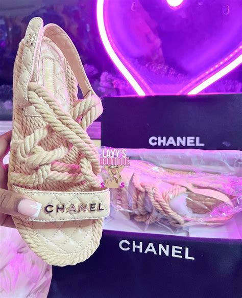 chanel rope sandals|Chanel heeled sandals.